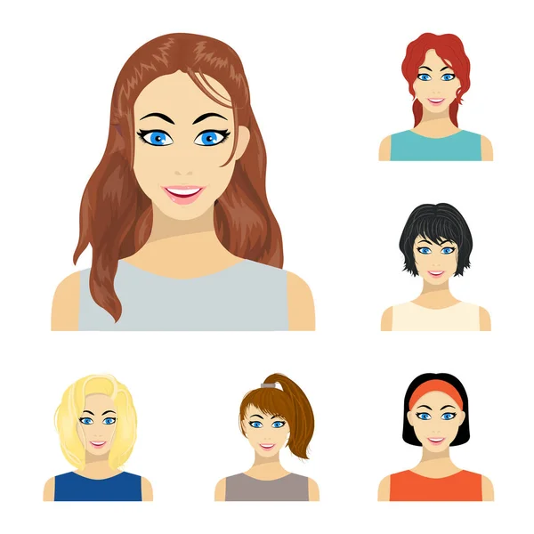Types de coiffures féminines icônes de dessin animé dans la collection ensemble pour la conception. Apparence d'une femme vecteur symbole stock web illustration . — Image vectorielle