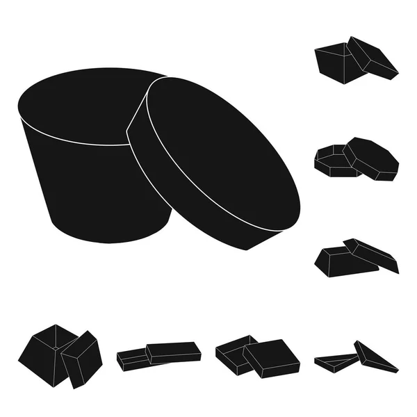 Різні коробки чорні піктограми в наборі колекції для дизайну. Пакувальна коробка векторний символ стокової веб-ілюстрації . — стоковий вектор