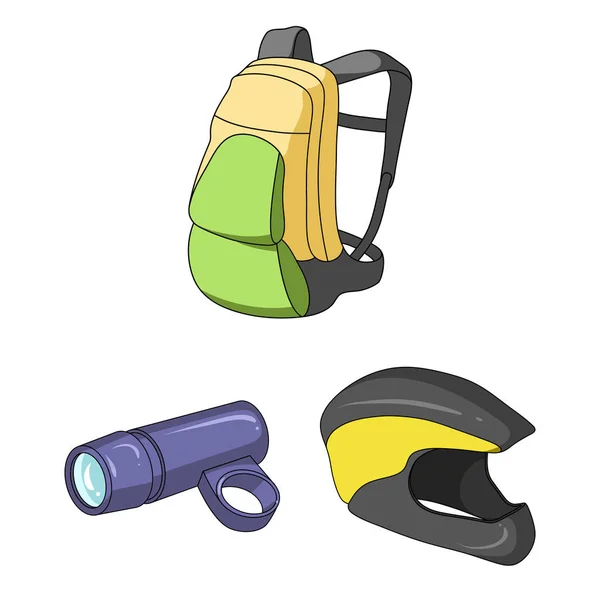 Fahrrad-Outfit Cartoon-Ikonen in Set-Kollektion für Design. Fahrrad und Werkzeug Vektor Symbol Stock Web Illustration. — Stockvektor
