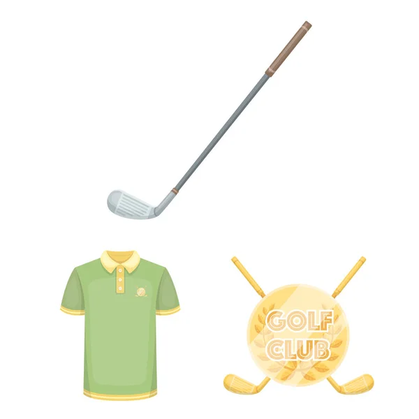 Golf és attribútumok rajzfilm ikonok beállítása gyűjtemény a design. Golf Club és a berendezések vektor szimbólum állomány honlap illusztráció. — Stock Vector