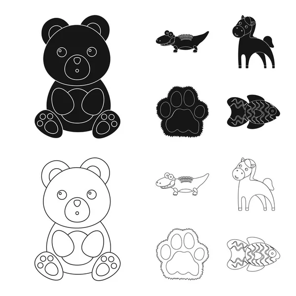 Μια ρεαλιστική μαύρο, εικόνες ζώων διάρθρωσης σετ συλλογής για το σχεδιασμό. Ζωάκια διανυσματικά εικονογράφηση σύμβολο μετοχής web. — Διανυσματικό Αρχείο