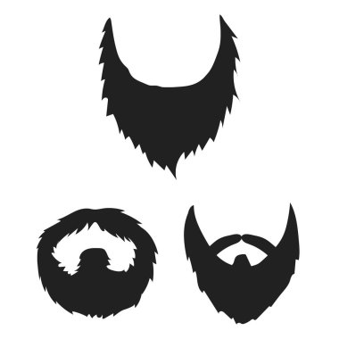Bıyık ve sakal, saç set koleksiyonu tasarım için simgeler siyah. Şık saç kesimi vektör simge stok web çizimi.