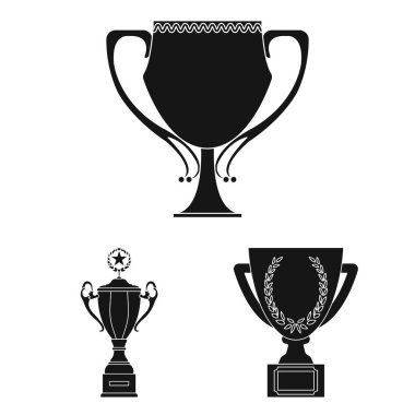 Set koleksiyonu tasarım için altın Kupası siyah simgeler. Kazananlar Kupası vektör simge stok web çizim.