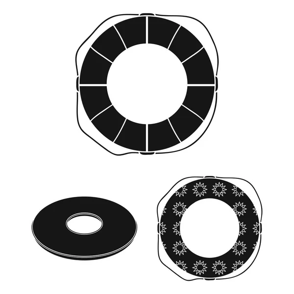 Різнокольорове коло для плавання чорні значки в наборі для дизайну. Різні живі векторні символи стокової веб-ілюстрації . — стоковий вектор