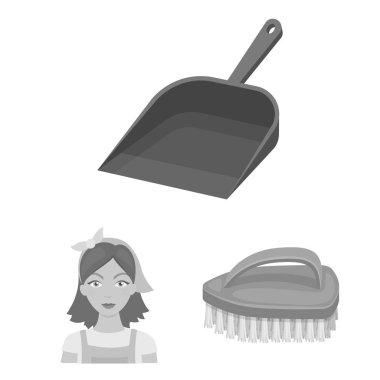 Temizlik ve hizmetçi tek renkli simgeler set koleksiyonu tasarım için. Vektör simge stok web illüstrasyon Temizleme için donatım.