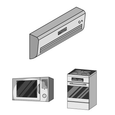 Akıllı ev aletleri set koleksiyonu tasarım için tek renkli simgeler. Modern ev aletleri sembol stok web illüstrasyon vektör.