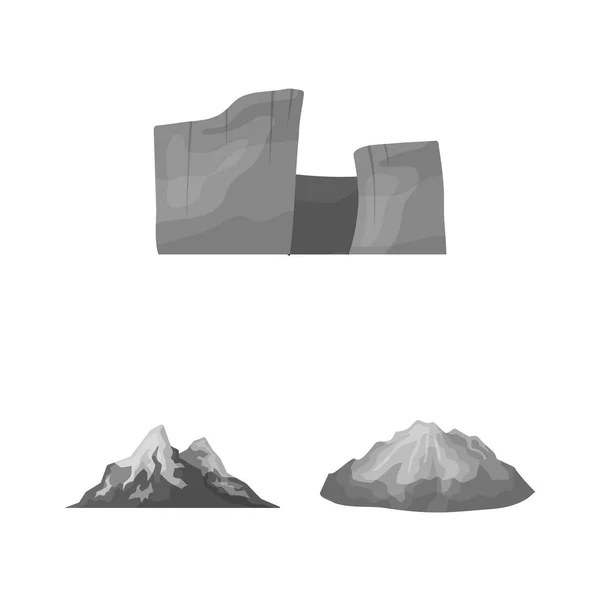 Diferentes Montañas Iconos Monocromáticos Colección Conjuntos Para Diseño Montañas Paisaje — Archivo Imágenes Vectoriales