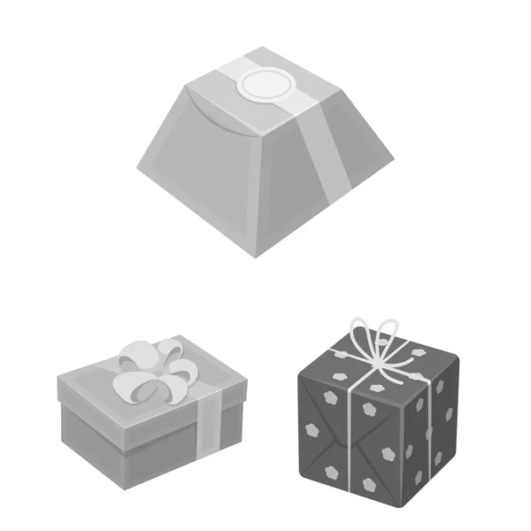 Подарункові та упаковки монохромних піктограм у наборі для дизайну. Барвисті пакувальні векторні символи стокової веб-ілюстрації . — стоковий вектор