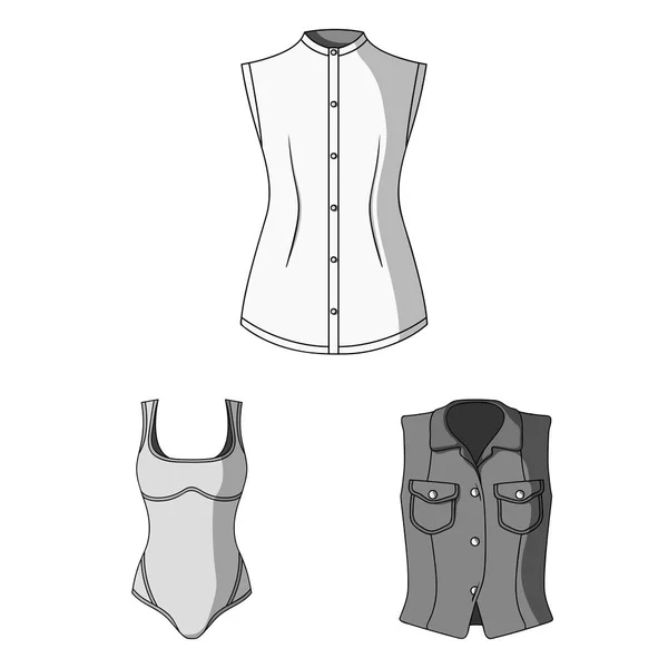 Femmes Vêtements monochromes icônes en set collection pour la conception.Vêtements Variétés et accessoires symbole vectoriel illustration web stock . — Image vectorielle