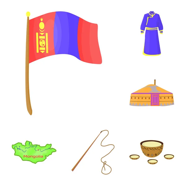 Мультфильм Country Mongolia в наборе для обозначения "Территориальный и знаковый векторный символ" . — стоковый вектор