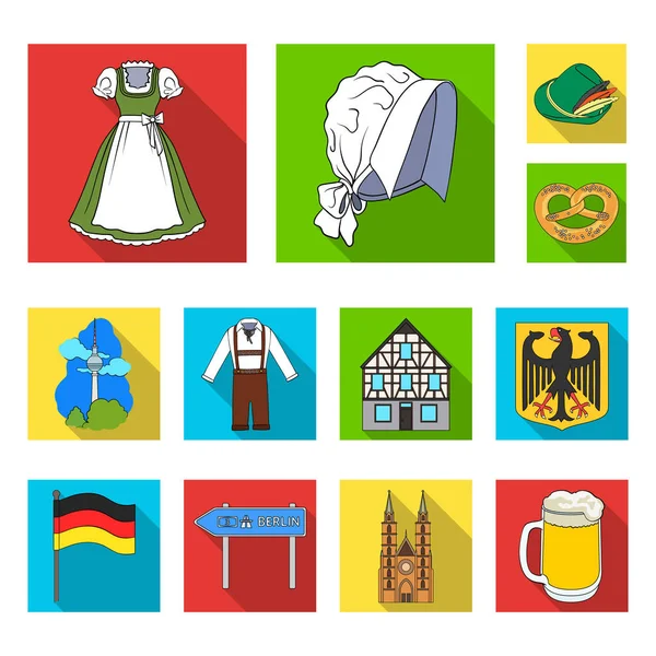 Country Germany icone piatte nella collezione set per il design. Germania e simbolo di riferimento vettoriale stock web illustrazione . — Vettoriale Stock