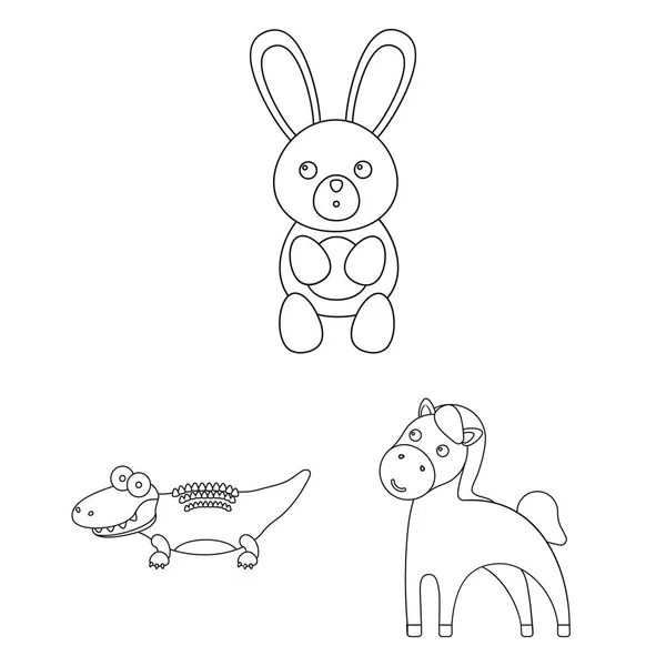 Un animal poco realista esboza iconos en la colección de conjuntos para el diseño. Animales de juguete vector símbolo stock web ilustración . — Archivo Imágenes Vectoriales