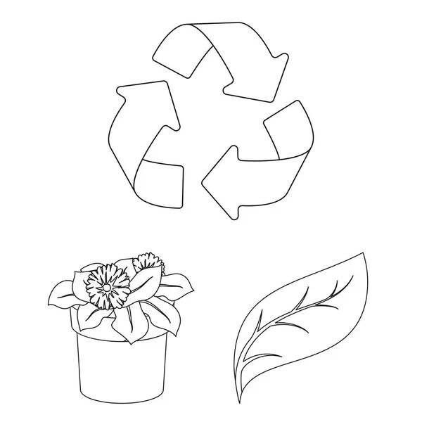 Bio y ecología esbozan iconos en la colección de conjuntos para el diseño. Un producto ecológicamente puro vector símbolo stock web ilustración . — Vector de stock