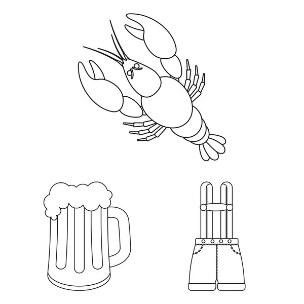 Oktoberfest in München umreißt Symbole in Set-Kollektion für design.tradition und fun vector symbol stock web illustration. — Stockvektor