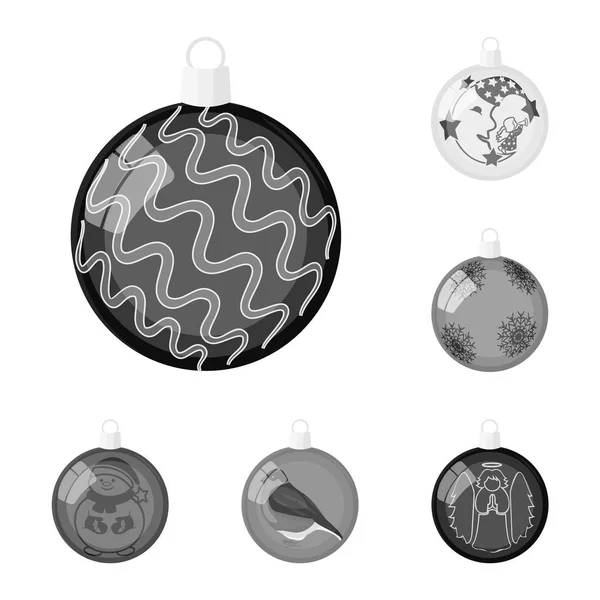 Кульки для прикраси монохромних іконок в наборі для дизайну. Різдвяні кульки Векторний символ стоковий веб-ілюстрація . — стоковий вектор