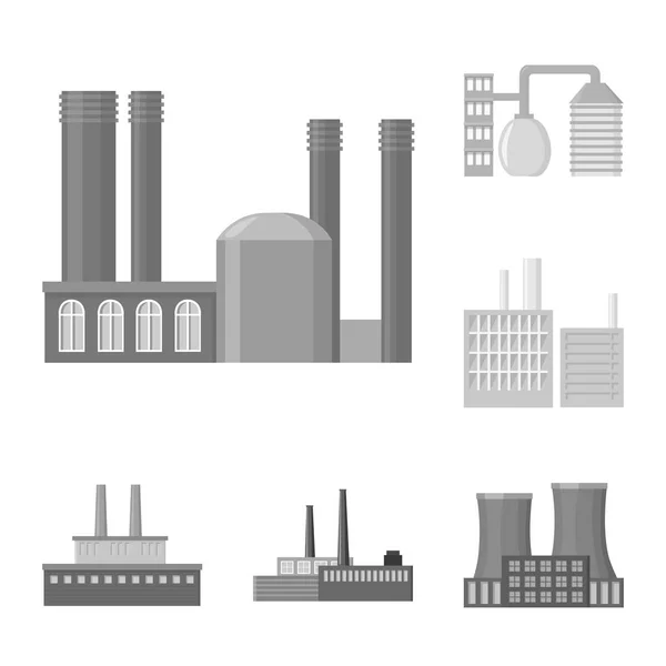 Usine et installations icônes monochromes dans la collection ensemble pour le design. Usine et équipement vectoriel symbole stock web illustration . — Image vectorielle