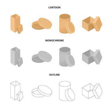 Kutusu, konteyner, paket ve diğer web simgesi karikatür, anahat, tek renkli stil. Case, kabuk, çerçeve, küme koleksiyon simgeler.