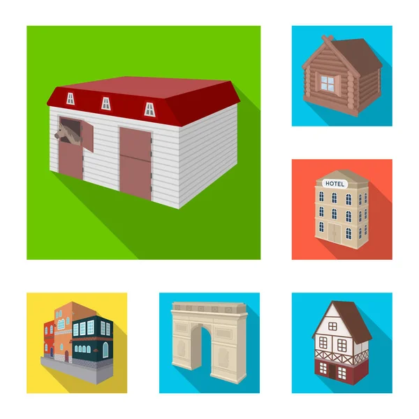 Edificio y arquitectura iconos planos en colección de conjuntos para el diseño.El edificio y la vivienda vector isométrico símbolo stock web ilustración . — Vector de stock