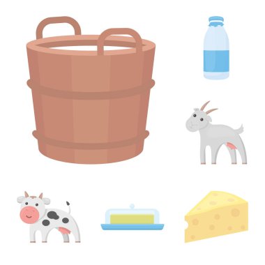 Ürün karikatür simgeleri design.Milk ve gıda vektör simge stok web çizim için küme toplama süt.