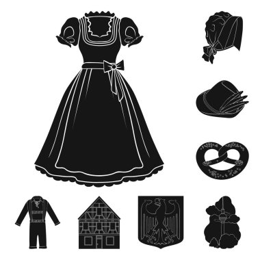 Set koleksiyonu tasarım için ülke Almanya siyah simgeler. Almanya ve dönüm noktası sembol stok web illüstrasyon vektör.