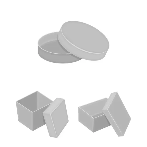 Caixas diferentes ícones monocromáticos na coleção de conjuntos para design.Packing caixa vetor símbolo web ilustração . — Vetor de Stock