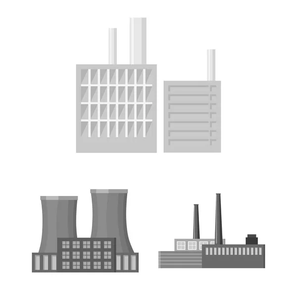 Usine et installations icônes monochromes dans la collection ensemble pour le design. Usine et équipement vectoriel symbole stock web illustration . — Image vectorielle