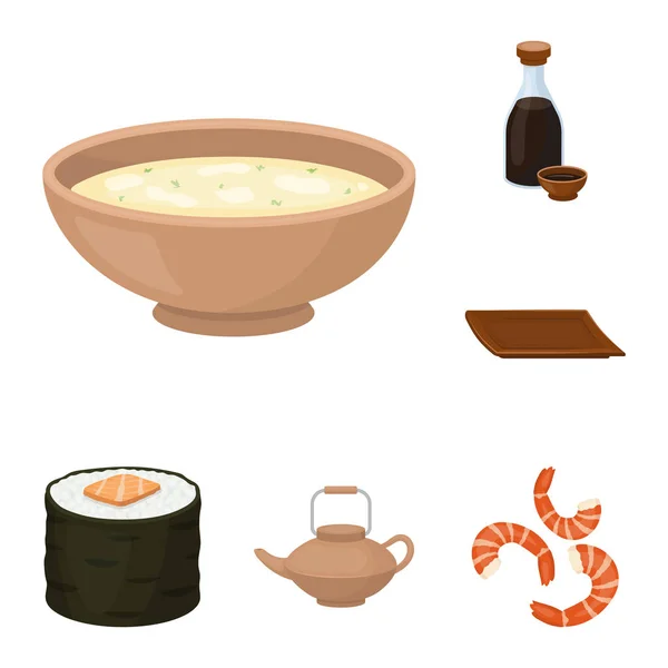 Sushi és a fűszerekkel, karikatúra design set gyűjtemény ikonok. Tengeri élelmiszer, tartozék vektor szimbólum állomány honlap illusztráció. — Stock Vector