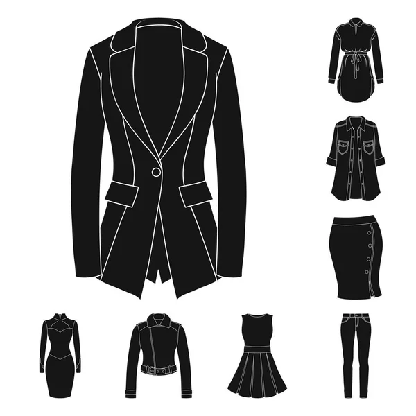 Жінки Одяг чорні ікони в наборі колекції для дизайну. Одяг Різновиди та аксесуари Векторний символ стоковий веб-ілюстрація . — стоковий вектор