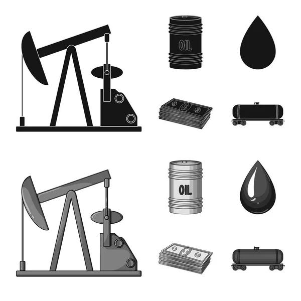泵, 桶, 下落, 美元。油集合图标黑色, monochrom 风格矢量符号股票插画网站. — 图库矢量图片
