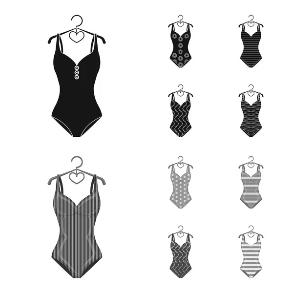 Verschillende soorten zwemkleding. Zwemkleding instellen collectie iconen in zwart, monochrom stijl vector symbool stock illustratie web. — Stockvector