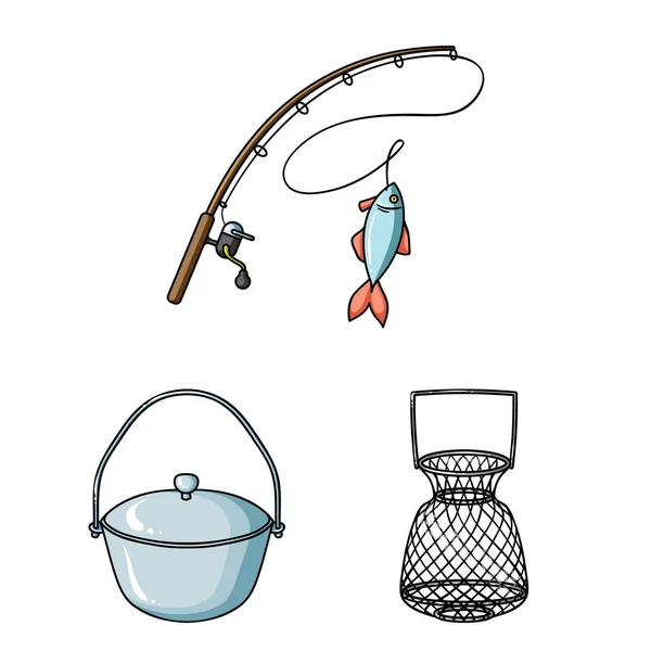 Pêche et repos icônes de bande dessinée dans la collection ensemble pour la conception. Tackle pour la pêche vectoriel symbole stock web illustration . — Image vectorielle