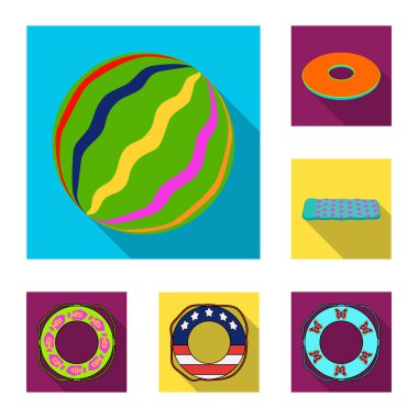 Çok renkli Yüzme set koleksiyonu tasarım için düz simgeler daire içine alın. Farklı lifebuoysvector sembol stok web çizimi.