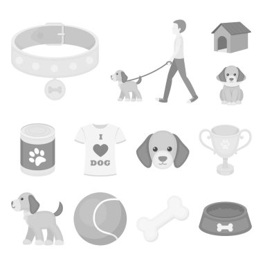 Set koleksiyonu tasarım için evde beslenen hayvan köpek tek renkli simgeler. Köpek yavrusu vektör simge stok web çizim için bakım.