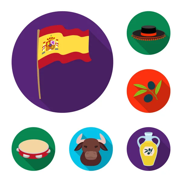 Espagne pays plat icônes en set collection pour le design.Travel et attractions symbole vectoriel stock web illustration . — Image vectorielle