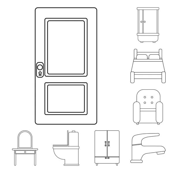 Мебель и внутренняя отделка иконки в наборе коллекции для design.Home мебельные векторные символы иконок веб иллюстрации . — стоковый вектор