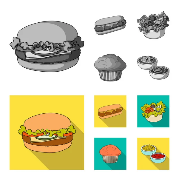 Food, rest, refreshments, and other web icon in monochrome,flat style.Cake, biscuit, cream, icons in set collection. — Stock Vector