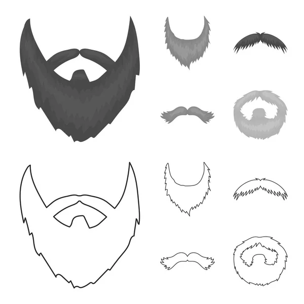 Moustache et barbe, contour de coiffure, icônes monochromes dans la collection set pour le design. Élégante coupe de cheveux vectoriel symbole stock illustration web . — Image vectorielle