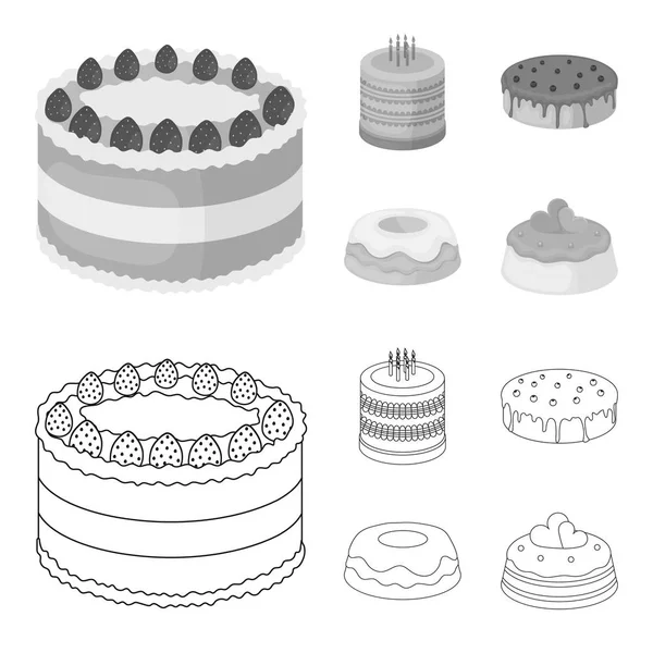 Douceur, dessert, crème, mélasse. Gâteaux country set icônes de la collection dans les grandes lignes, monochrome style vectoriel symbole illustration web . — Image vectorielle