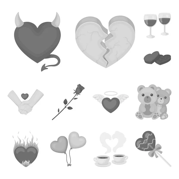 Relación romántica iconos monocromáticos en la colección de conjuntos para el diseño. Amor y amistad vector símbolo stock web ilustración . — Archivo Imágenes Vectoriales