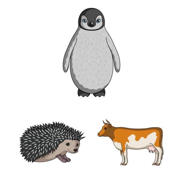 Realistyczne zwierząt kreskówki ikony w kolekcja zestaw do projektowania. Zwierzęta dzikie i domowe symbol web czas ilustracja wektorowa. — Wektor stockowy