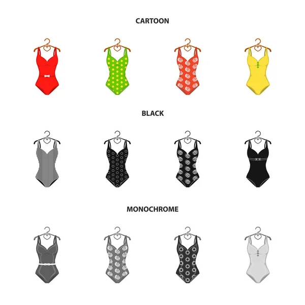 Diferentes Tipos Fatos Banho Swimsuits Conjunto Ícones Coleção Desenhos Animados —  Vetores de Stock