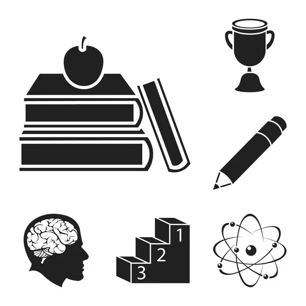 School and education black icons in set collection for design.College, equipment and accessories vector symbol stock web illustration. Stock Vector