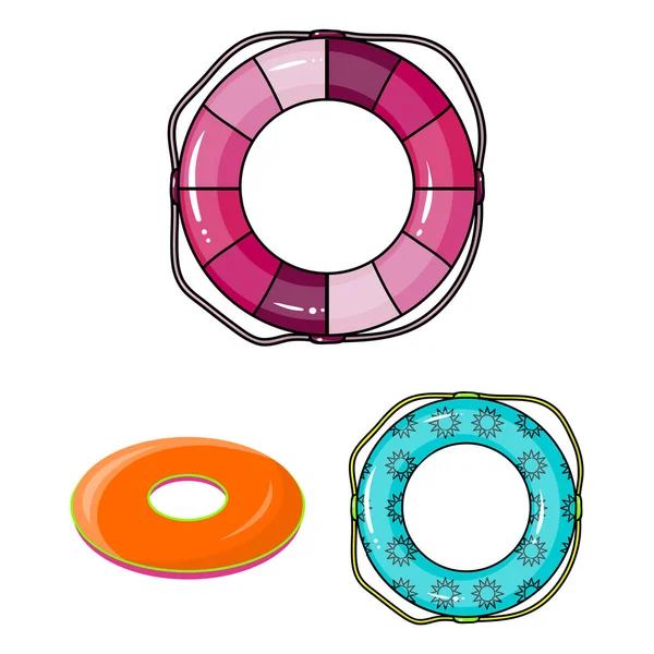 Iconos de dibujos animados círculo de natación multicolor en la colección de conjuntos para el diseño. Diferentes lifebuoysvector símbolo stock web ilustración . — Vector de stock
