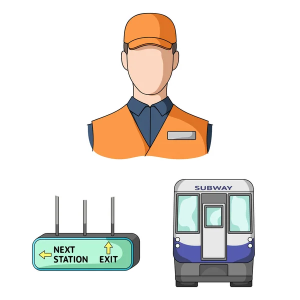 Metropolitana, metropolitana icone dei cartoni animati in collezione set per il design. trasporto urbano vettore simbolo stock web illustrazione . — Vettoriale Stock