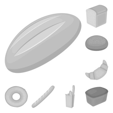 Set koleksiyonu tasarım için ekmek tek renkli simgeler türleri. Pastane sembol stok illüstrasyon vektör.