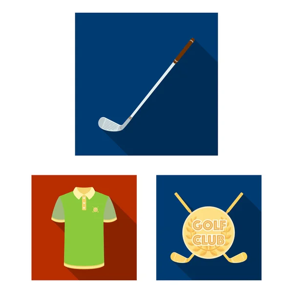 Golf és attribútumok lapos ikonok beállítása gyűjtemény a design. Golf Club és a berendezések vektor szimbólum állomány honlap illusztráció. — Stock Vector