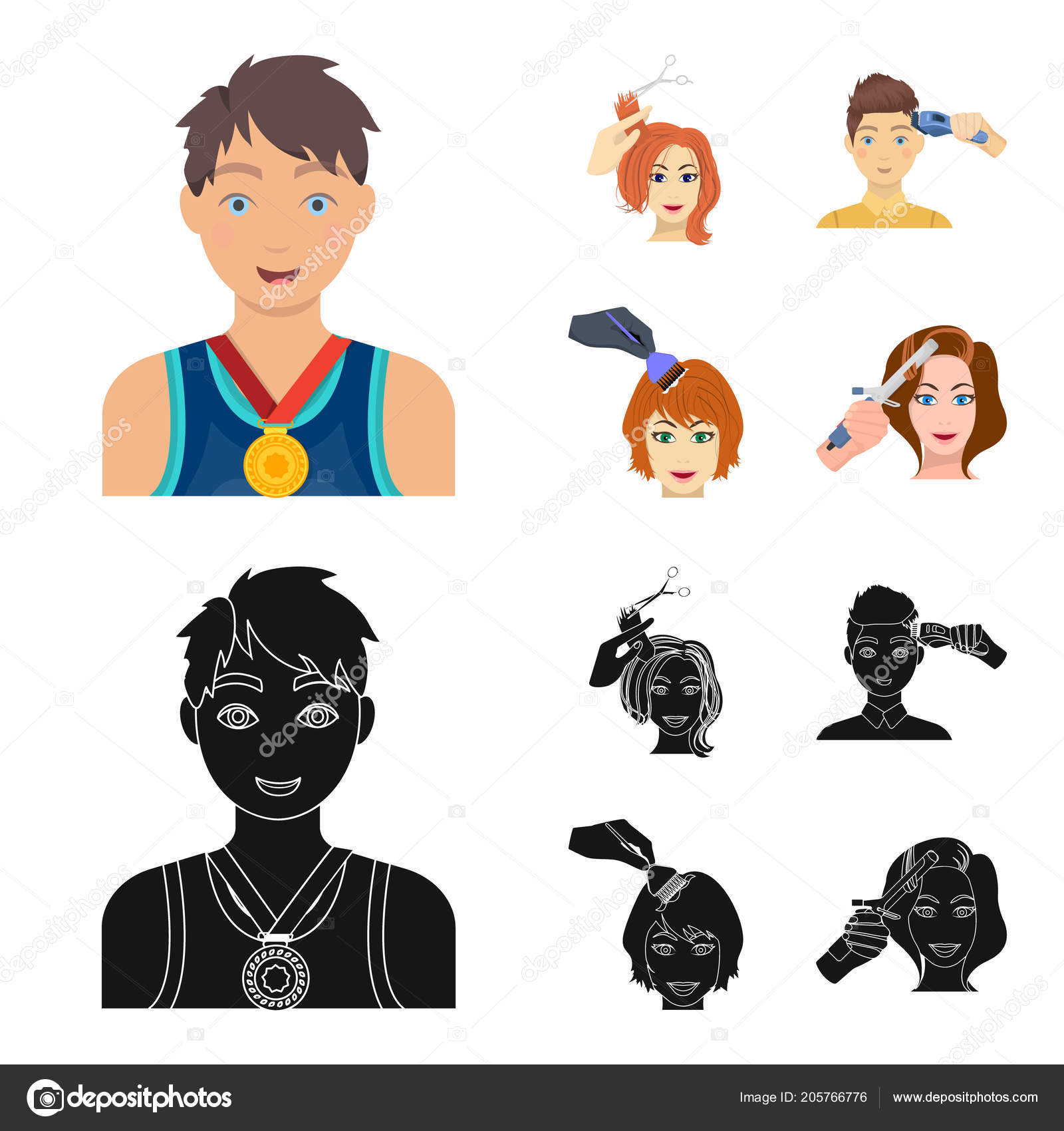 Athlete With A Medal A Haircut With An Electric Typewriter And