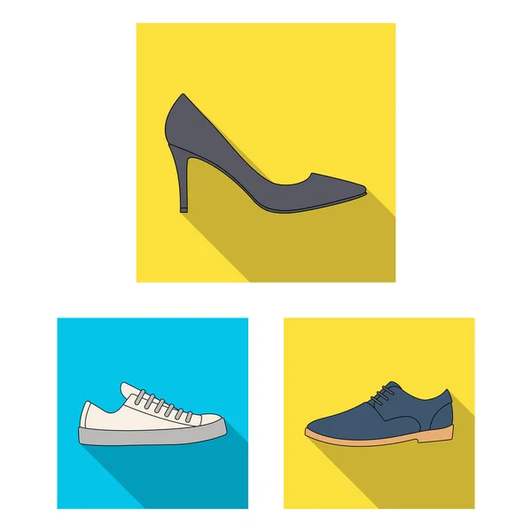 Különböző cipő lapos ikonok beállítása gyűjtemény a design. Férfi és női cipő szimbólum állomány honlap illusztráció vektor. — Stock Vector