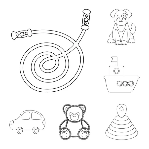 Děti hračky osnovy ikony v kolekce sady pro design. Hra a cetka symbol akcií webové vektorové ilustrace. — Stockový vektor