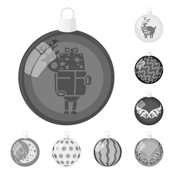 Kugeln zur Dekoration monochrome Symbole in Set Kollektion für design.christmas balls Vektor Symbol Stock Web Illustration. — Stockvektor